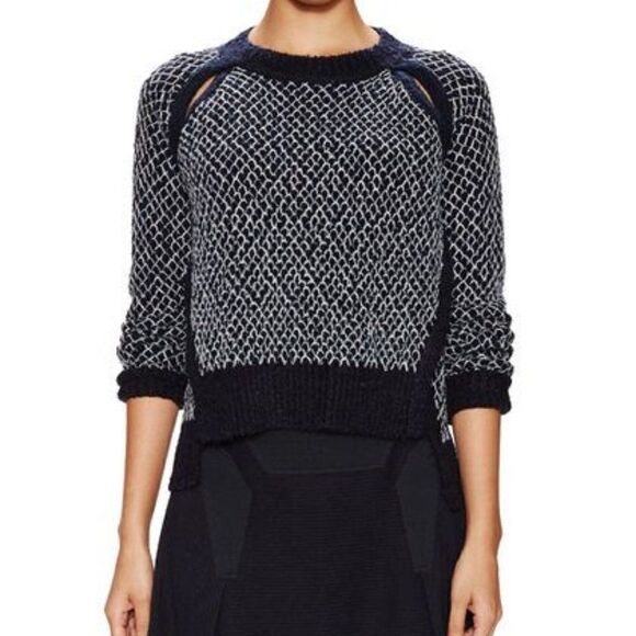 Jonathan Simkhai Fence Chenille Cut Out Cropped Sweater Sz S - Picture 2 of 9